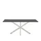 Argo Стол обеденный с белыми ножками из стали и столешницей из черного стекла 200x100