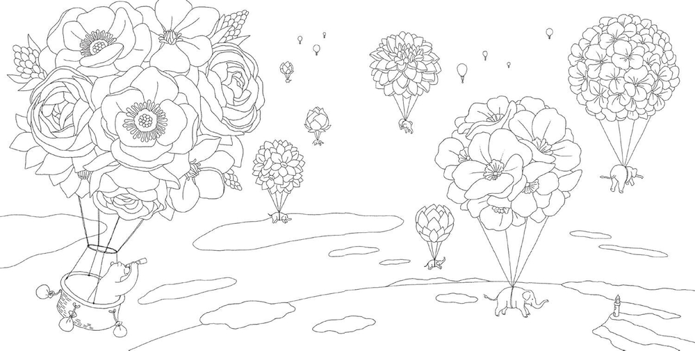 A Journey Through Flowers and Animals. Coloring Book
