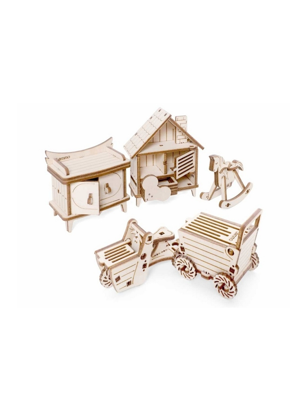Деревянный конструктор Lemmo МОДЕЛЬ "НАБОР МЕБЕЛИ ДЕТСКАЯ", 155 деталей