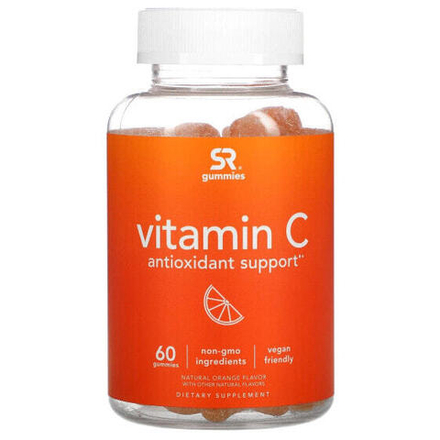 Витамин C Sports Research, витамин C, антиоксидантная поддержка, натуральный апельсин, 60 жевательных таблеток