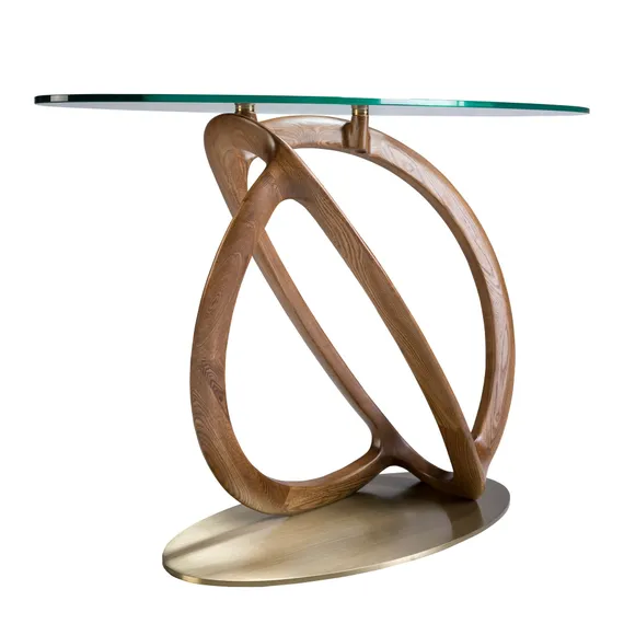 Консоль 3246/CON16171 из закаленного стекла и ореха