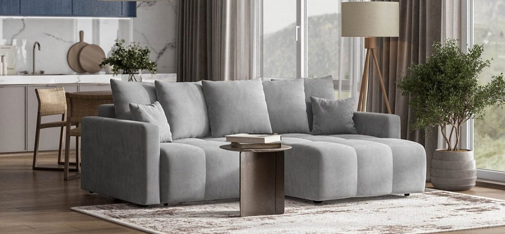 Угловой диван Босс Тренд Велюр Монолит сталь