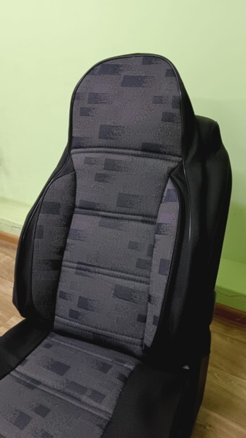 Чехлы на сиденье /2123 Шеви/ с 2004-2011г. Жаккард/Велюр черно-серые с боковой поддержкой (ЛИДЕР)