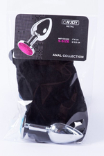 Анальная пробка металлическая серебристая с голубым кристаллом Onjoy Metal Plug Silver Small (Цвет: серебряный с голубым)