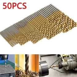 Профессиональные сверла с титановым покрытием, 50 шт., набор сверл из быстрорежущей стали из быстрорежущей стали, инструмент