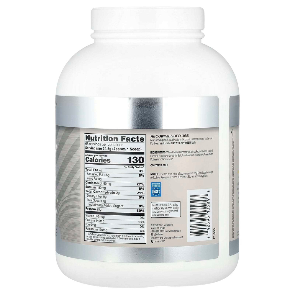 C4 / Cellucor, Сывороточный протеин C4®, ваниль, 2,28 кг (5,02 фунта)