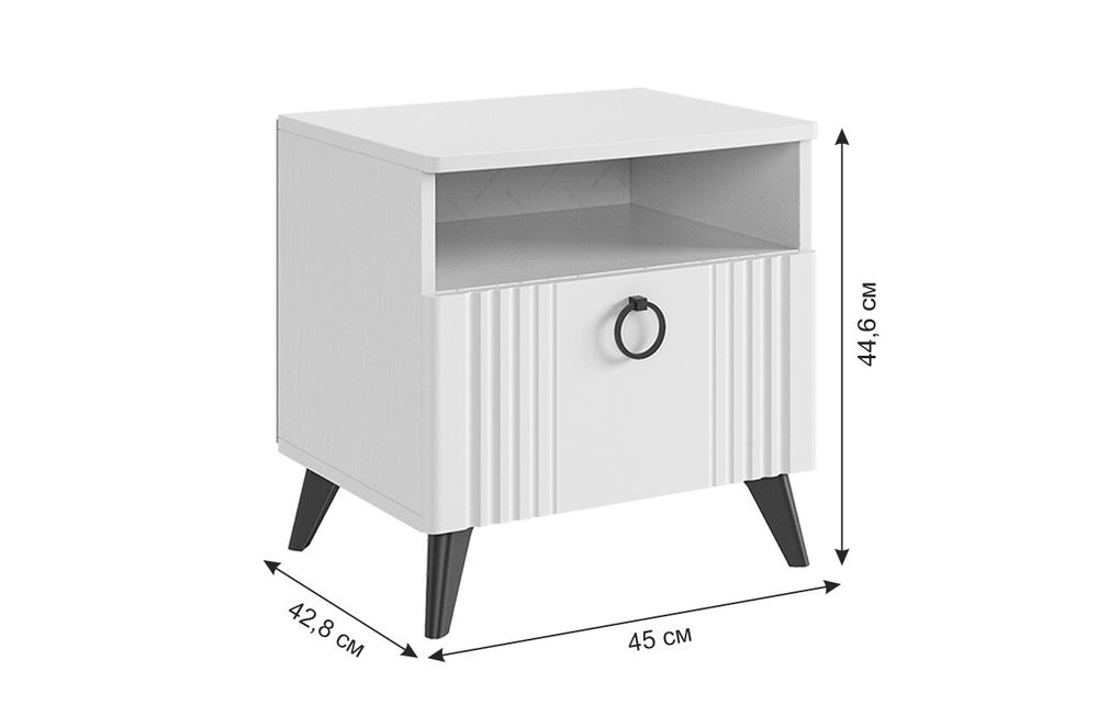 Тумба прикроватная (Белое дерево/Белый матовый)