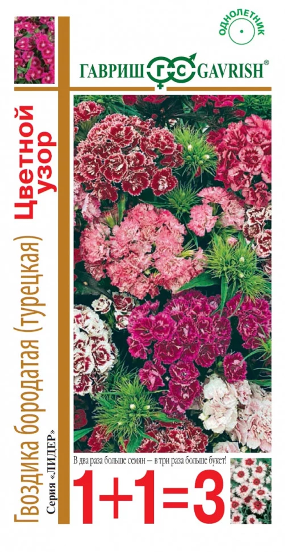 Гвоздика бородатая (турецкая) Цветной узор, смесь, 0,4г, Гавриш