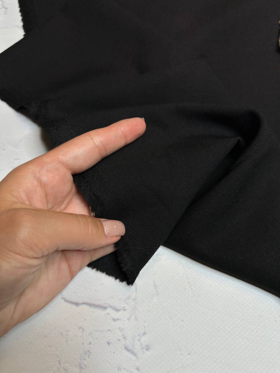 Костюмно-плательная однотонная шерсть (Marzotto, 90%шерсть/10%полиамид, Густой черный, 150, 290 гр/м2)