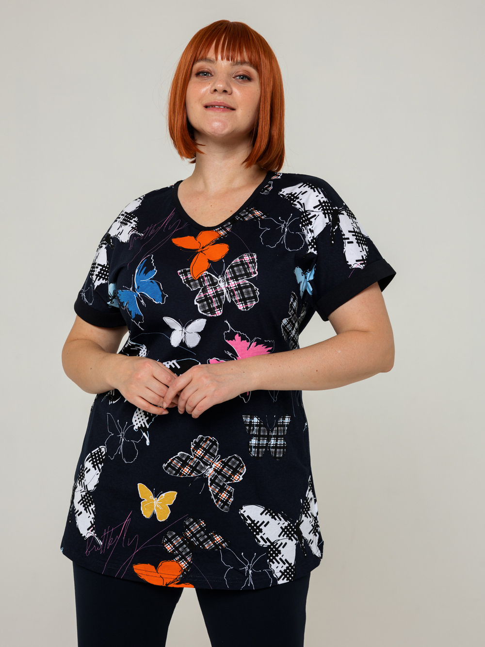 Футболка Фк-155Х/синий-бабочки