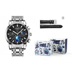 KANGOL Star Collection Quartz Movement Metal Strap Watch Men"s Watches Black Dial