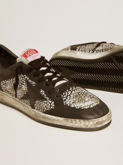Men’s Ball Star in elephant-print leather with black leather star