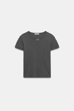 ZARA ФУТБОЛКА С КОРОТКИМИ РУКАВАМИ, СЕРО-СИНИЙ
