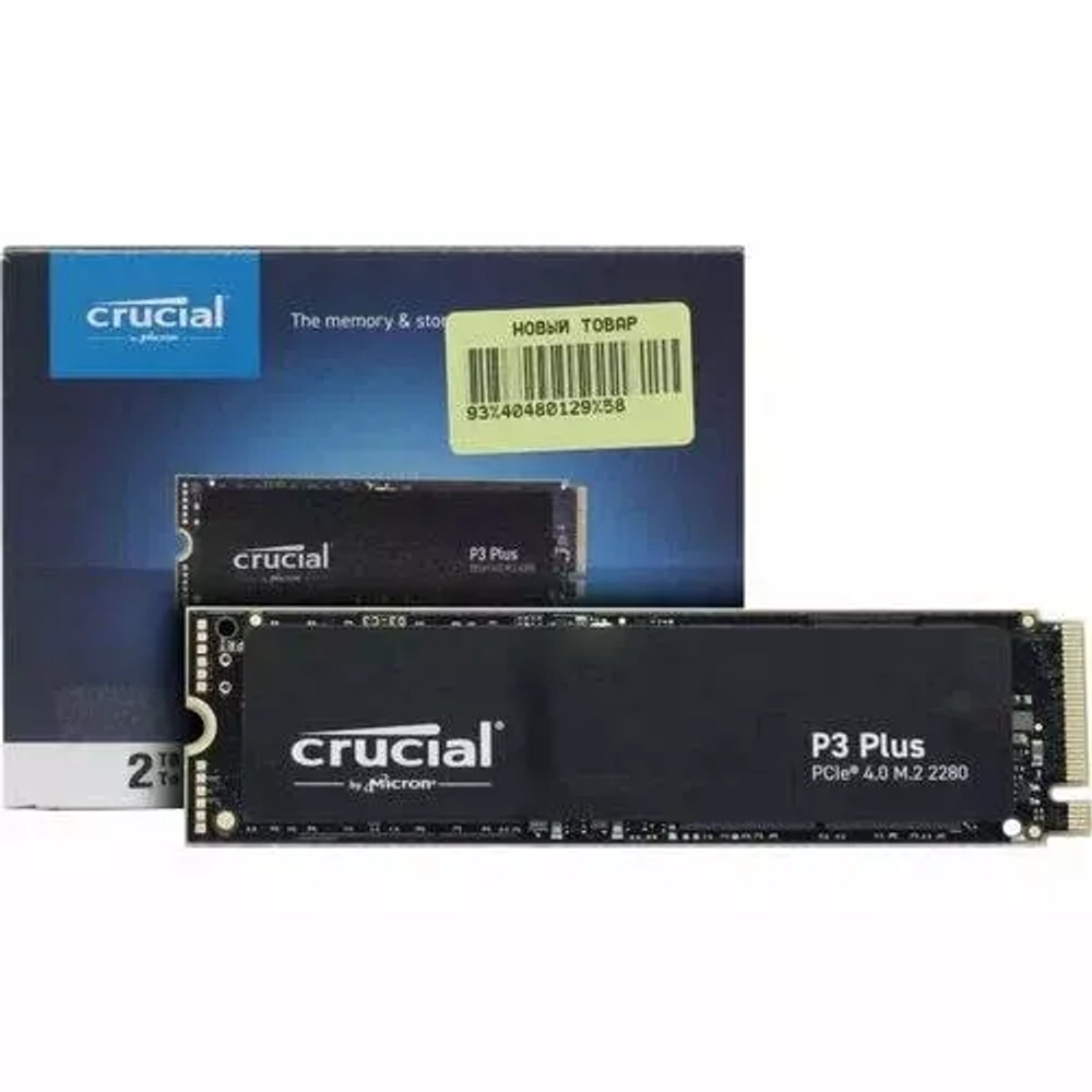 Накопитель SSD 2.0Tb Crucial P3 Plus CT2000P3PSSD8 (M.2, PCI-E 4.0 x4, up to 5000/4200MBs, 3D NAND, NVMe, 440TBW, 22х80mm) RTL
