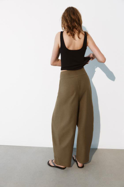 ZARA БРЮКИ BALLOON С ЗАЩИПАМИ, КОРИЧНЕВЫЙ МЕЛАНЖ