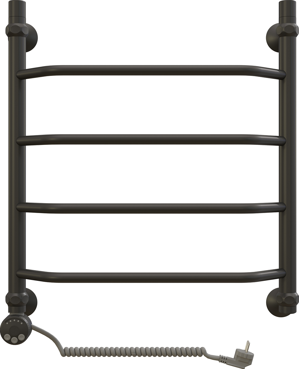 Полотенцесушитель электрический EWRIKA Сафо T 65x55 см, подключение слева, матовый черный, лесенка