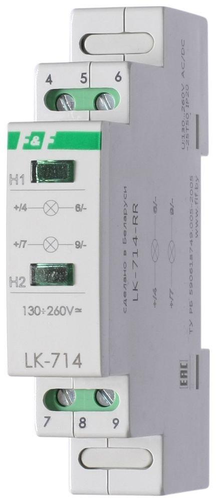 Указатель напряжения (вольтметр) LK-714 1-фазн. 130-260 AC/DC с сигнализацией наличия 2-х напряжений F&amp;F
