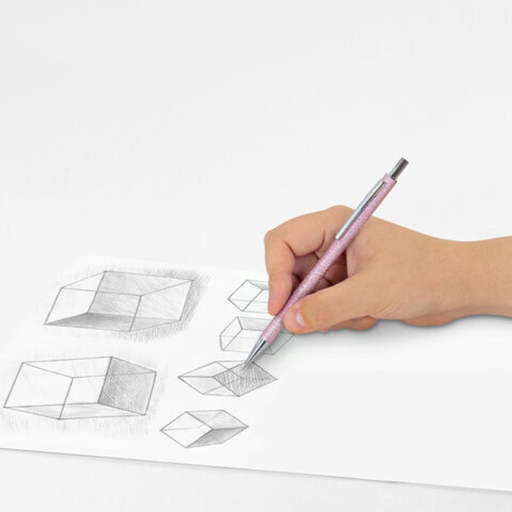 Карандаш механический 0,5 мм + грифели HB 12 штук на блистере, BRAUBERG "ROSE PINK", 181971