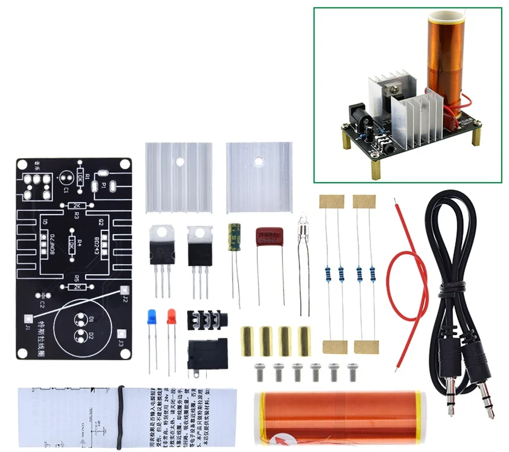 Плазменный музыкальный  усилитель с катушкой Тесла(комплект для пайки)