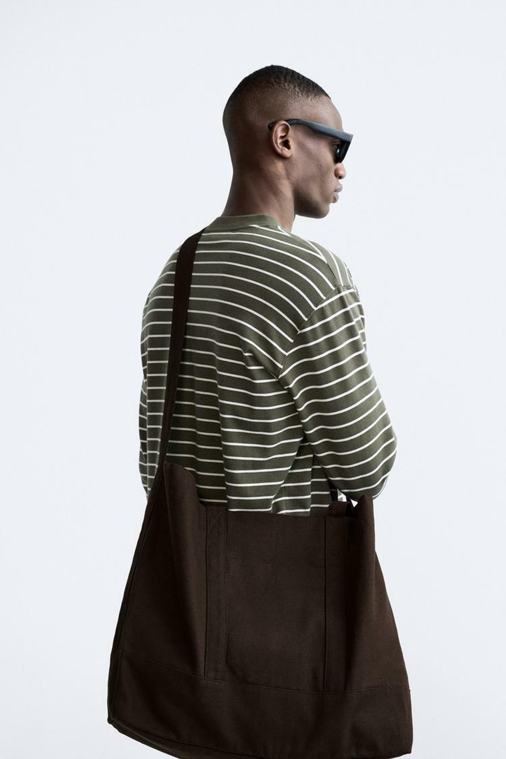 ZARA ХОЛЩОВАЯ СУМКА-ШОПЕР, КОРИЧНЕВЫЙ