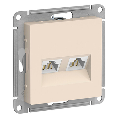 ATLASDESIGN РОЗЕТКА двойная компьютерная RJ45+RJ45, кат.5Е, механизм, БЕЖЕВЫЙ