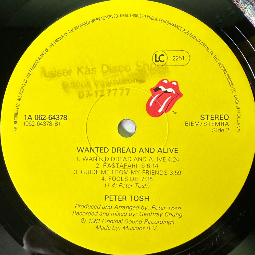 Peter Tosh ‎– Wanted Dread & Alive (Голландия 1981г.)