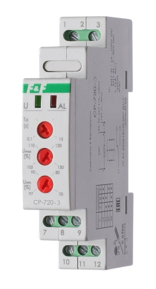 Реле контроля постоянного напряжения CP-720DC-24 1-фазное F&F EA04.009.014