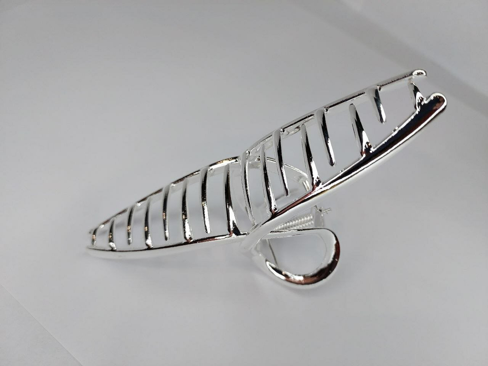 Заколка  краб для волос. Подходит для длинных и густых волос Петля. Усиленная. Цвет серебро.