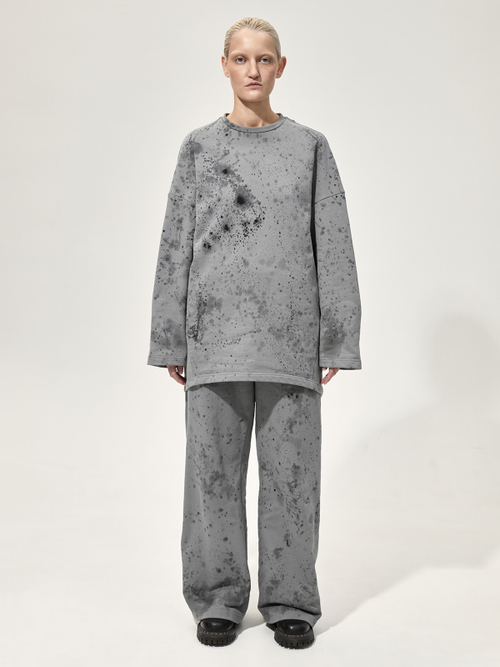 Толстовка с окрашиванием "Фонарный столб". Серая