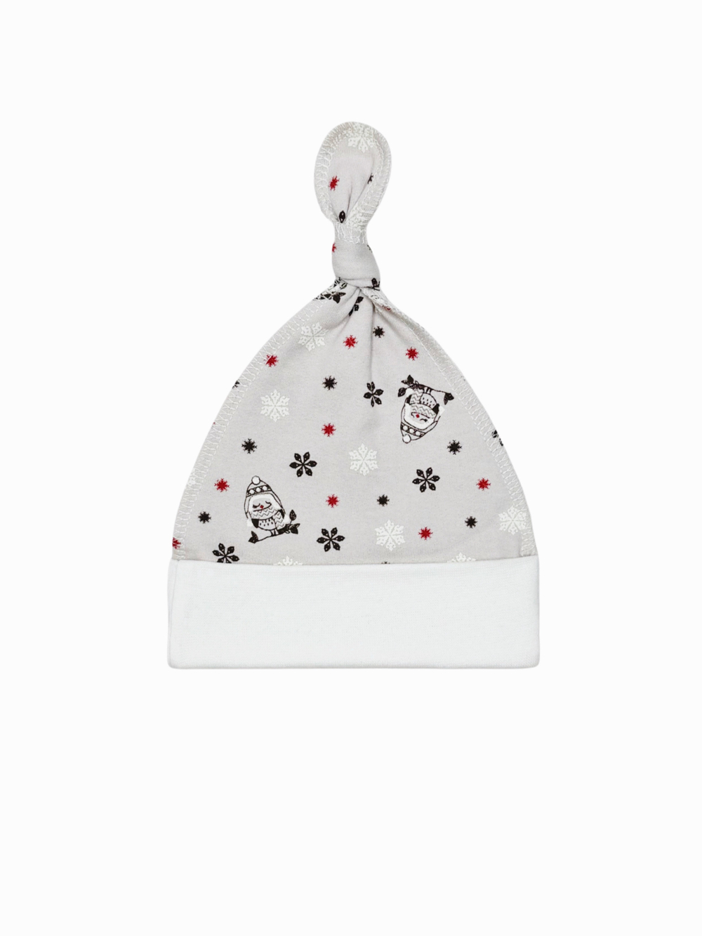 Шапочка-узелок (утепленная) Совушки gray