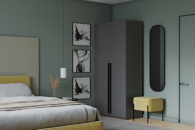 Распашной двухсекционный шкаф Лорена Пакс-2 Серый Графит 162 PE 80*40*200 см, Серый   Фиеста