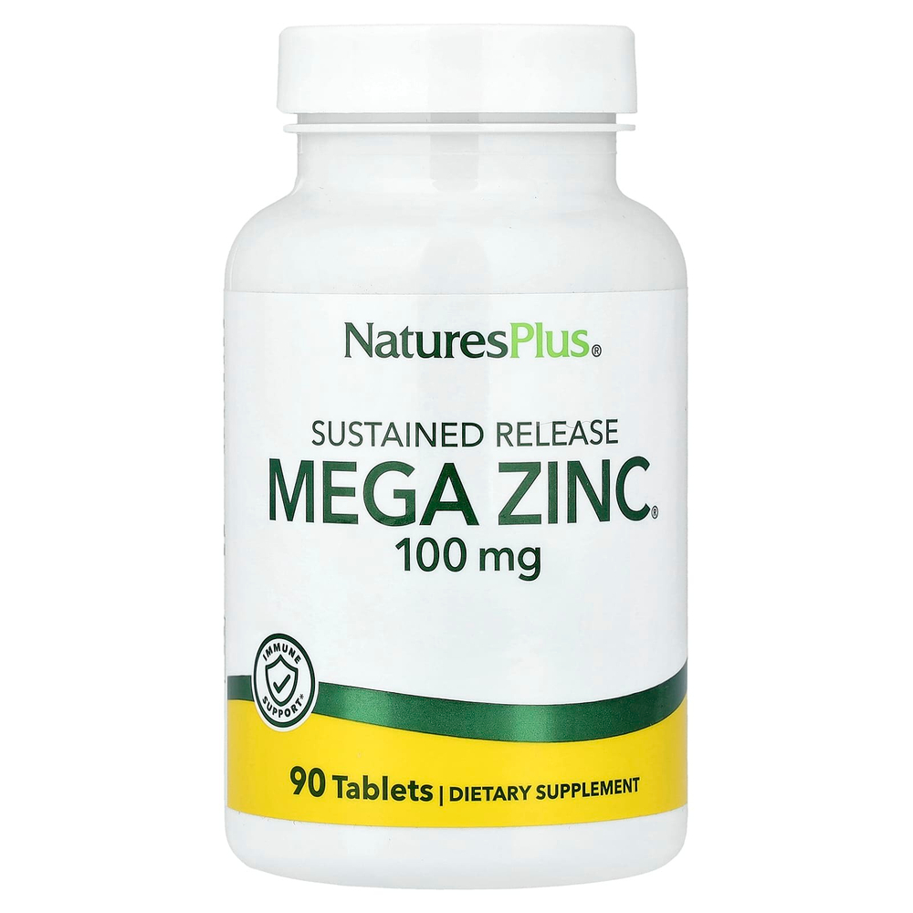 NaturesPlus, Mega Zinc®, длительное высвобождение, 100 мг, 90 таблеток