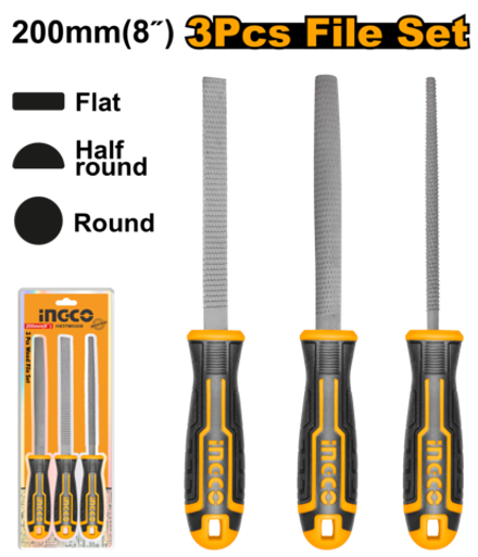 Набор рашпилей INGCO HKTFW0308 INDUSTRIAL 200 мм 3 шт.