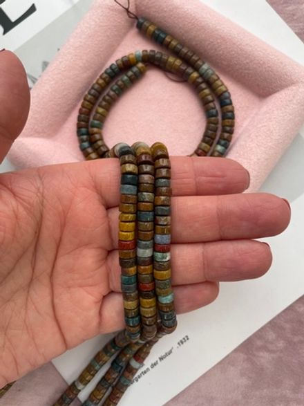 Нить бусин из яшмы 6,4мм ("таблетка")