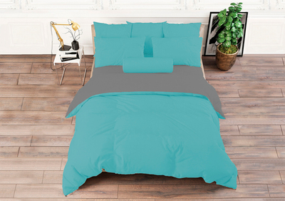 КПБ "Поплин ЛЮКС" тиффани/серый