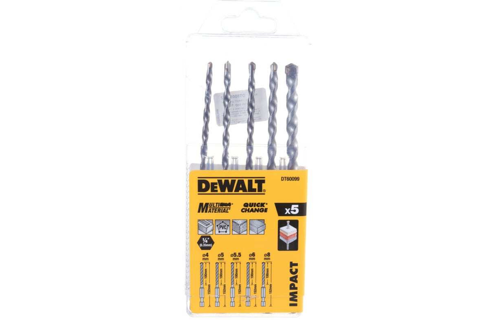 Набор сверл универсальных (5 шт; 4-8 мм) DEWALT DT60099
