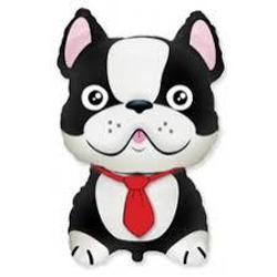 Шар (28""/71 см) Фигура, Бульдог, Черный, 1 шт. В067