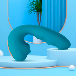 Голубой вибратор 13,9см с вакуумной стимуляцией и функцией постукивания BeYourLover Tara Blue TW05S