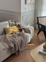 Плед из шерсти бежево-серого цвета из коллекции essential, 130х180 см