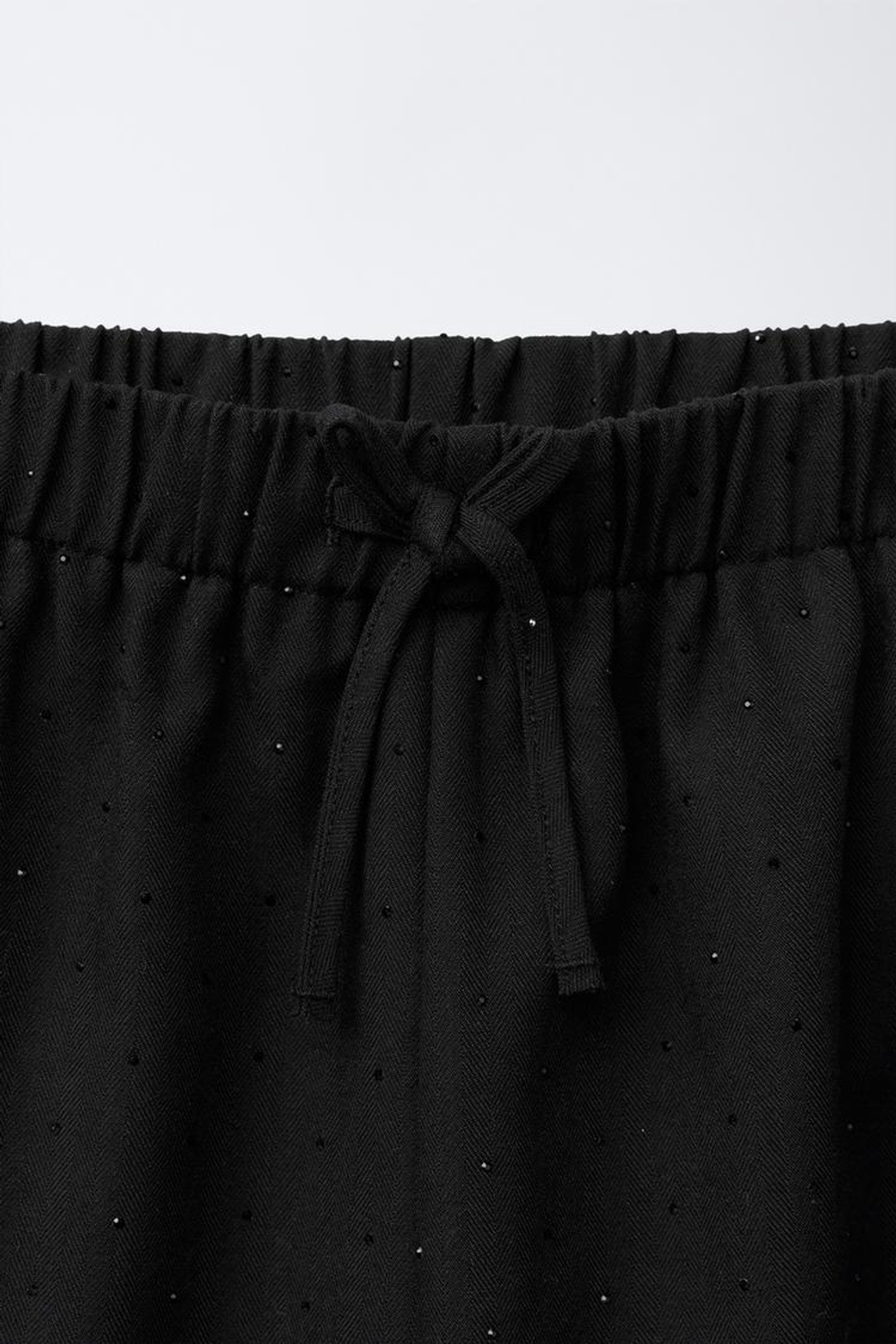 ZARA БРЮКИ WIDE LEG СО СТРАЗАМИ, ЧЕРНЫЙ