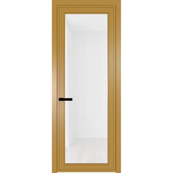 Алюминиевая дверь 1AGP золото стекло белый триплекс