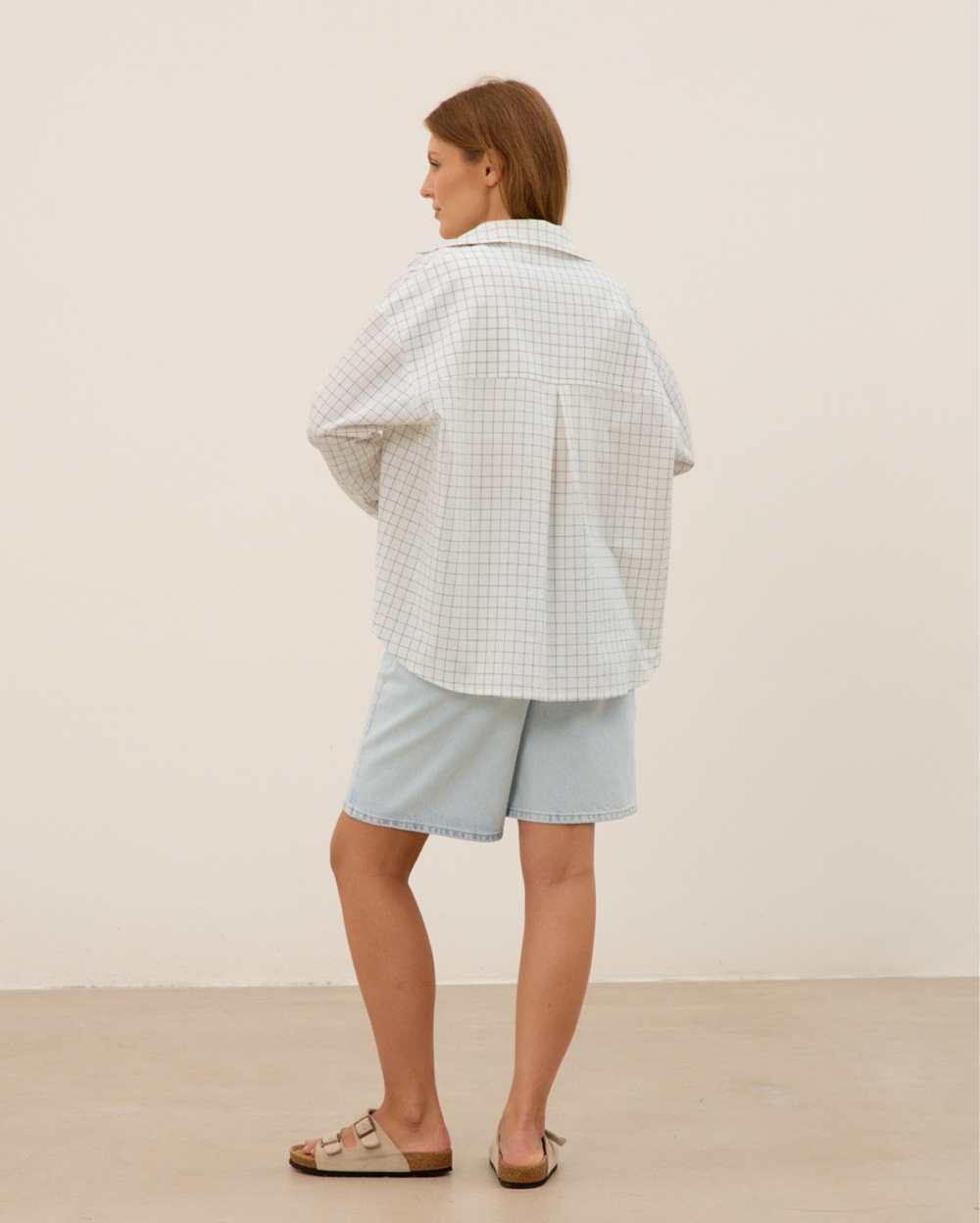 Рубашка из вареного хлопка, белая