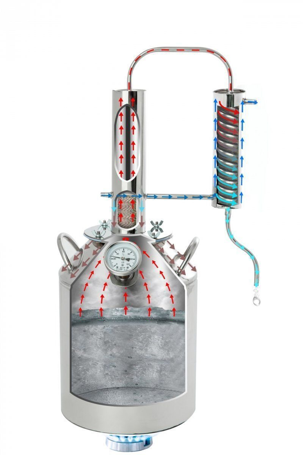 Самогонный аппарат АЛКОВАР "КрепышОк" 20л с термометром