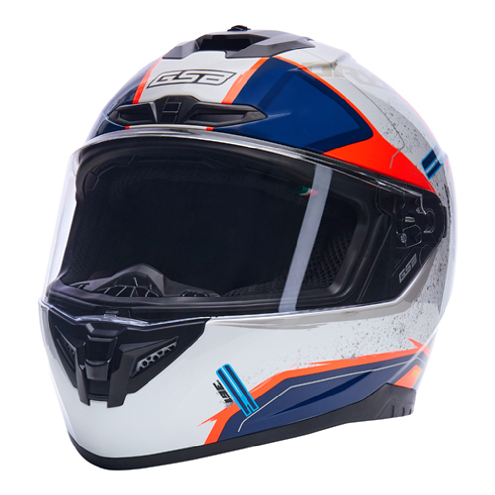 Шлем GSB G-361 WHITE/BLUE ORANGE