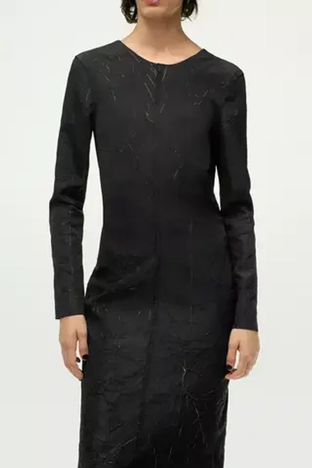 ZARA ПЛАТЬЕ МИДИ СО СБОРКАМИ — ZW COLLECTION, ЧЕРНЫЙ