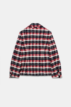 ZARA БЛЕЙЗЕР ИЗ КОЛЛЕКЦИИ ZW С БАСКОЙ В КЛЕТКУ, КРАСНЫЙ