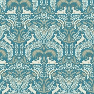 Орнамент с оленями. Бирюзовый фон. (Дизайнер Irina Skaska)