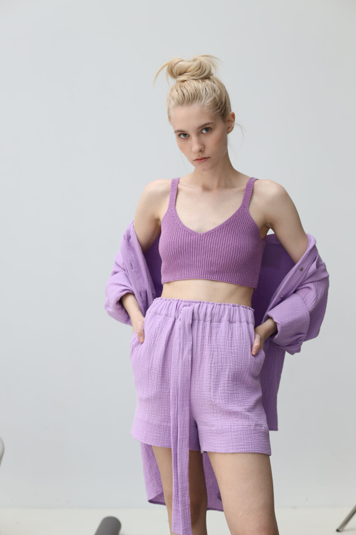 Бра вязаный, хлопок, молоко