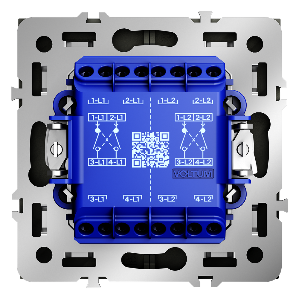 Перекрестный переключатель встраиваемый VOLTUM S70 двухклавишный 10А, (сталь)