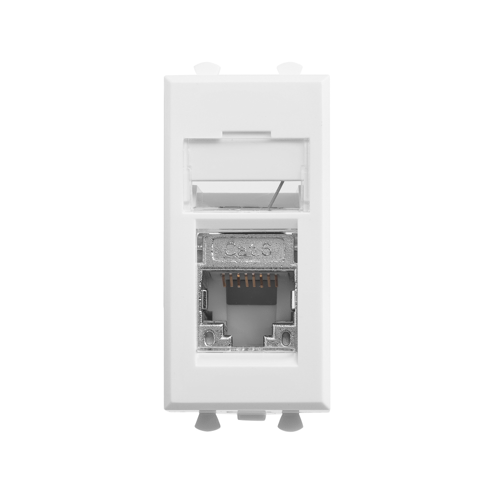 Компьютерная розетка RJ-45 модульная, кат.6 экранированная, "Avanti","Белое облако", 1 модуль